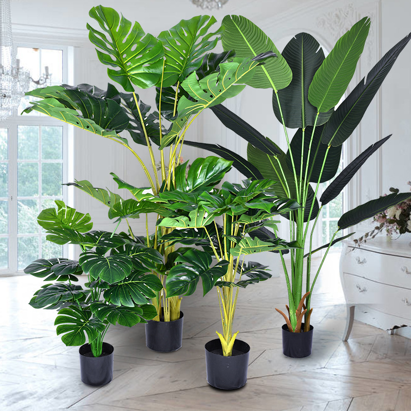 Fiddle Leaf Fig - Large Tropical Palm Artificial Turtle, Bamboo